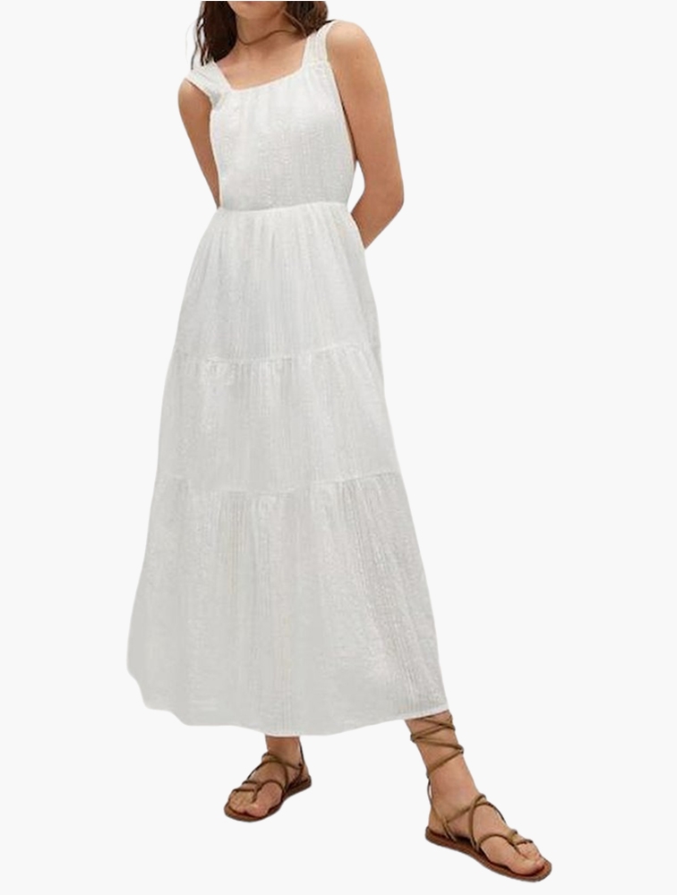 Mango white maxi dress best sale